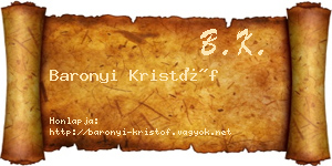 Baronyi Kristóf névjegykártya